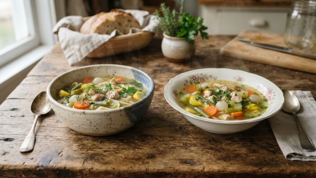Seasonal variations of stock with fresh vegetables and herbs