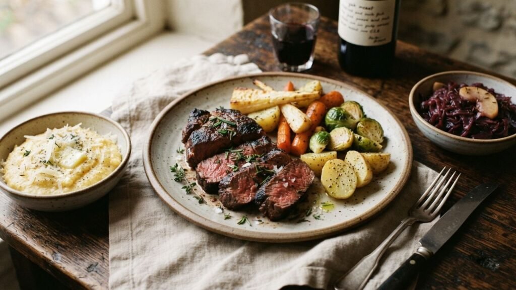 Yak meat with seasonal vegetables