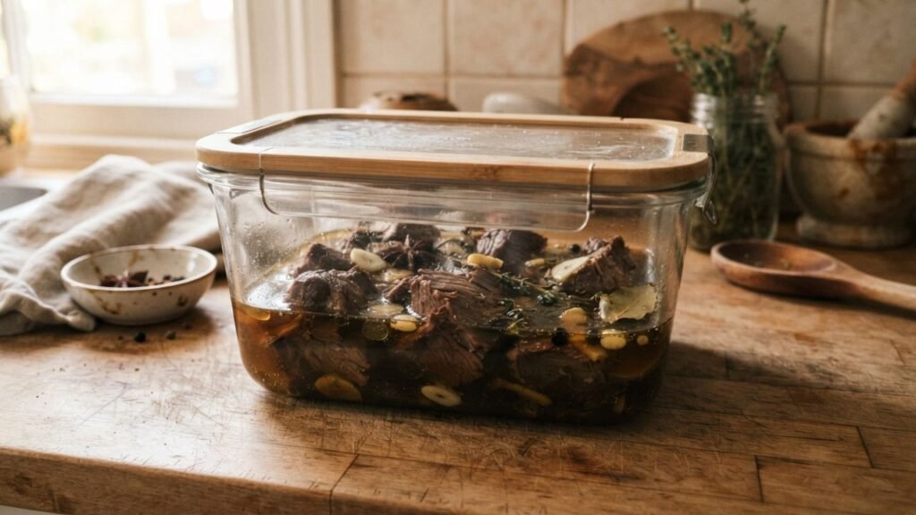 Cooked stored in an airtight container
